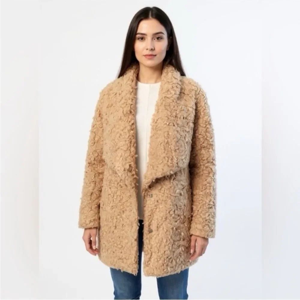 Anthropologie X Moon River Warm Beige Fleece Sherpa Teddy Jacket Size XS NWT